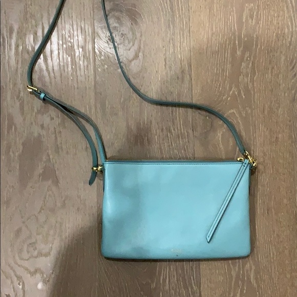Fossil Handbags - FOSSIL blue leather & gold hardware crossbody bag